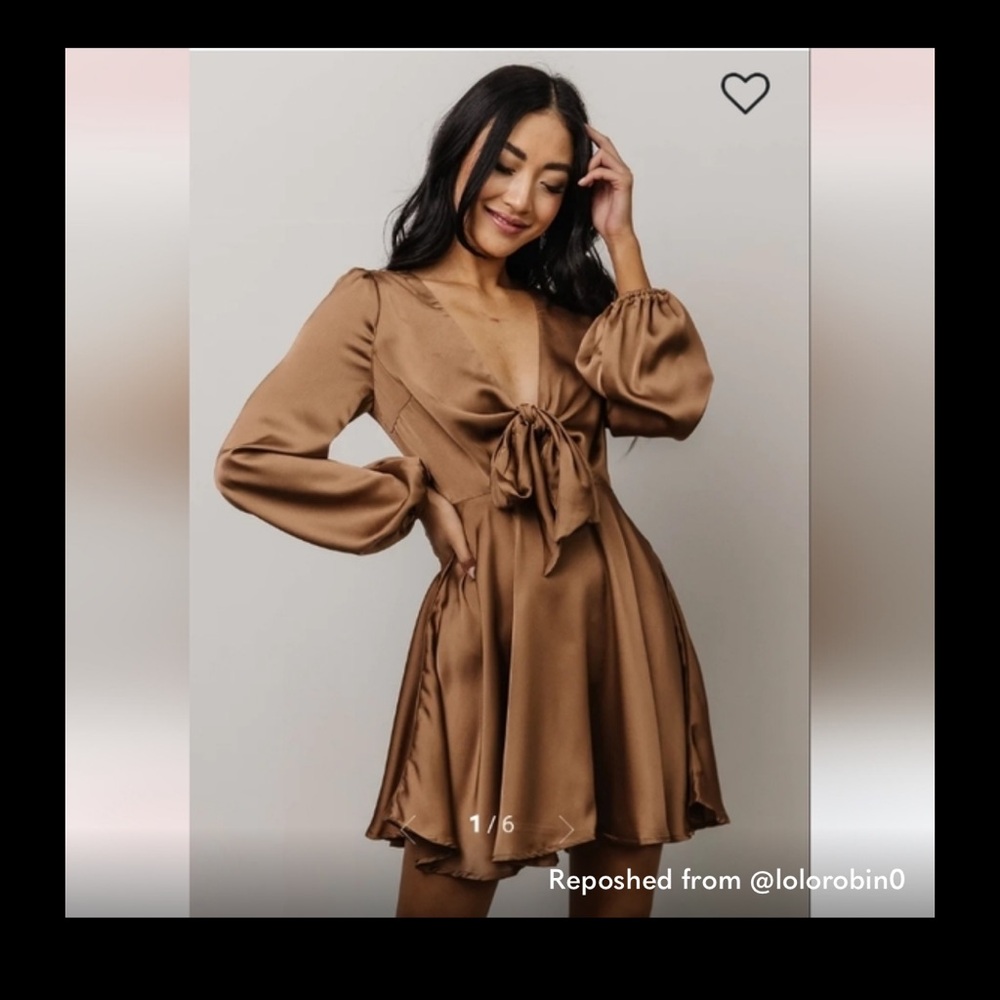 Baltic Born Woodbury Satin Mini Dress - Mocha - Lg - EUC